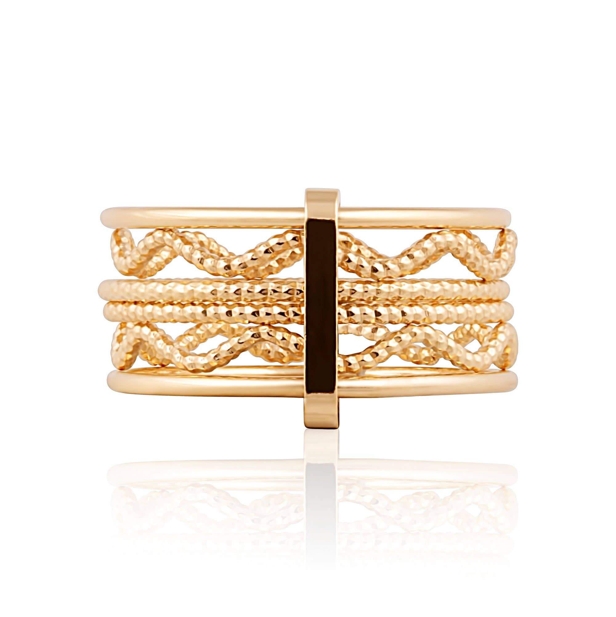 The Wave Stack Ring in gold on a white background- L'Atelier Global