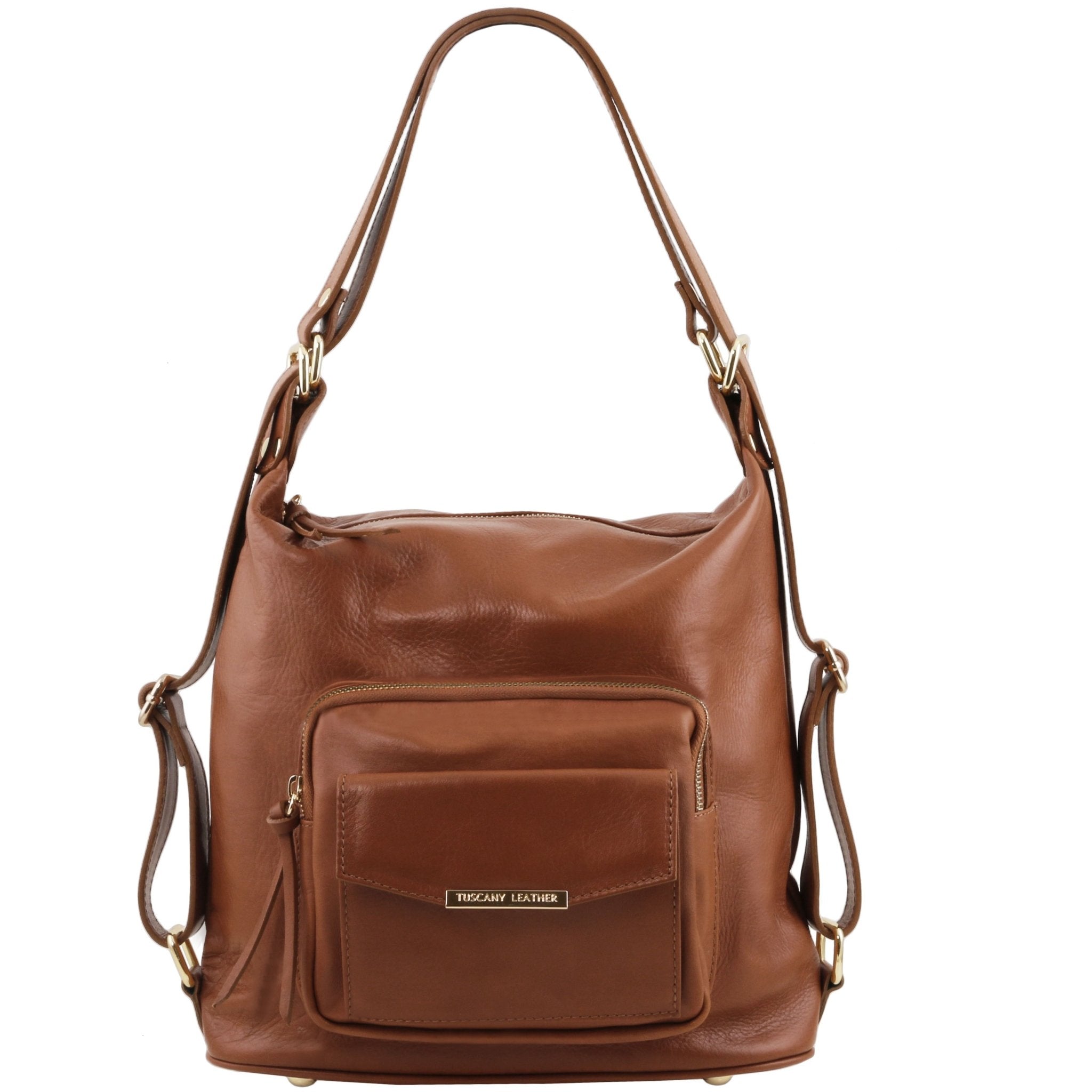 TL Bag Leather Convertible Bag in Cinnamon, Front View, on white background - L'Atelier Global