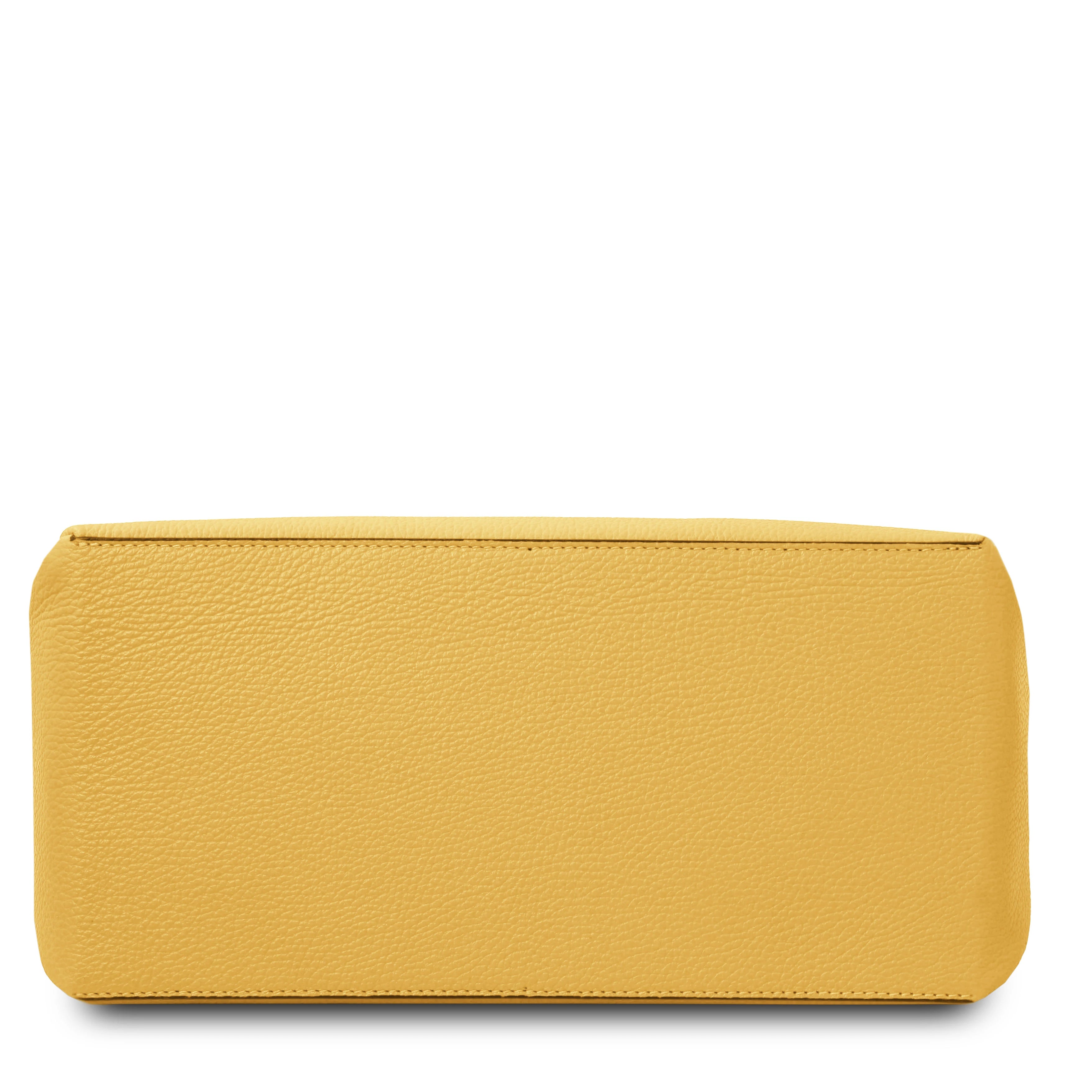 Bottom view of the TL Bag Soft Leather Handbag in Yellow on a white background - L'Atelier Global