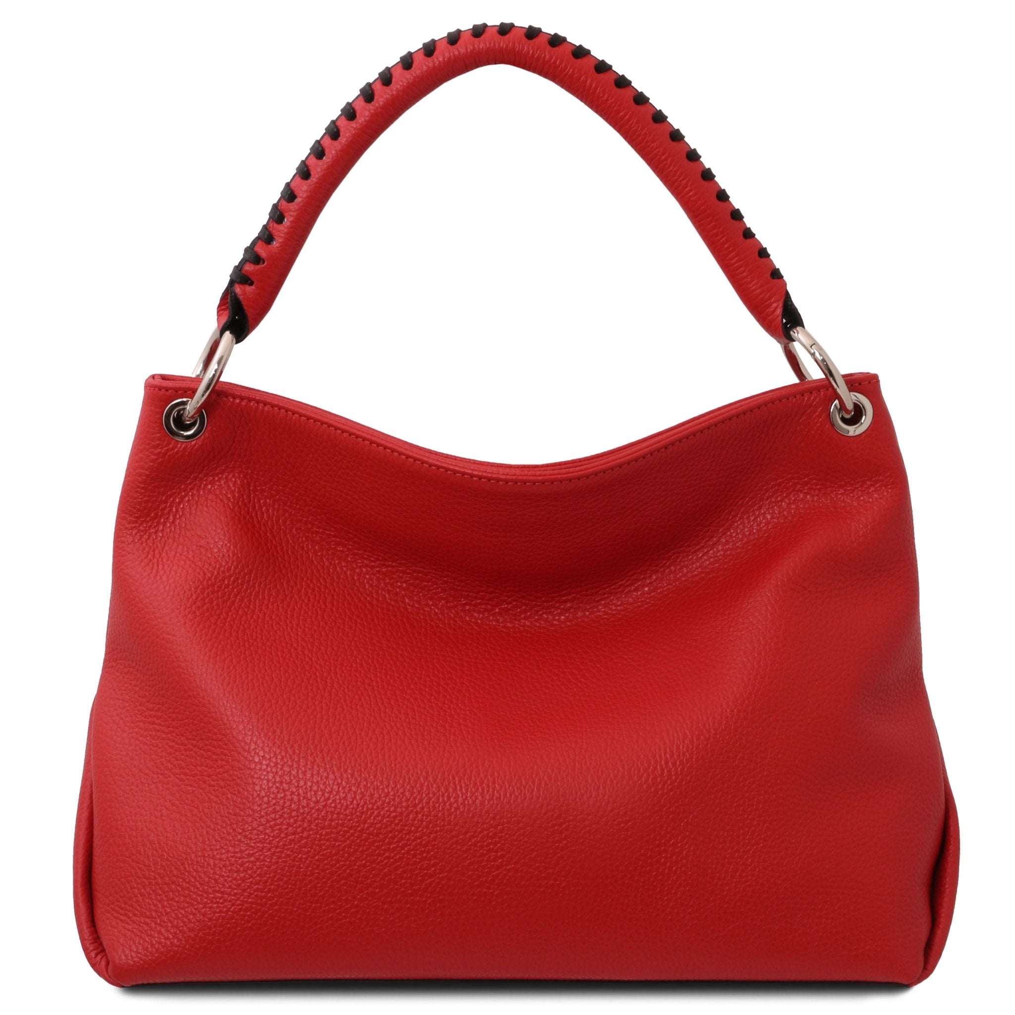 Back view of the TL Bag Soft Leather Handbag in Red on a white background - L'Atelier Global