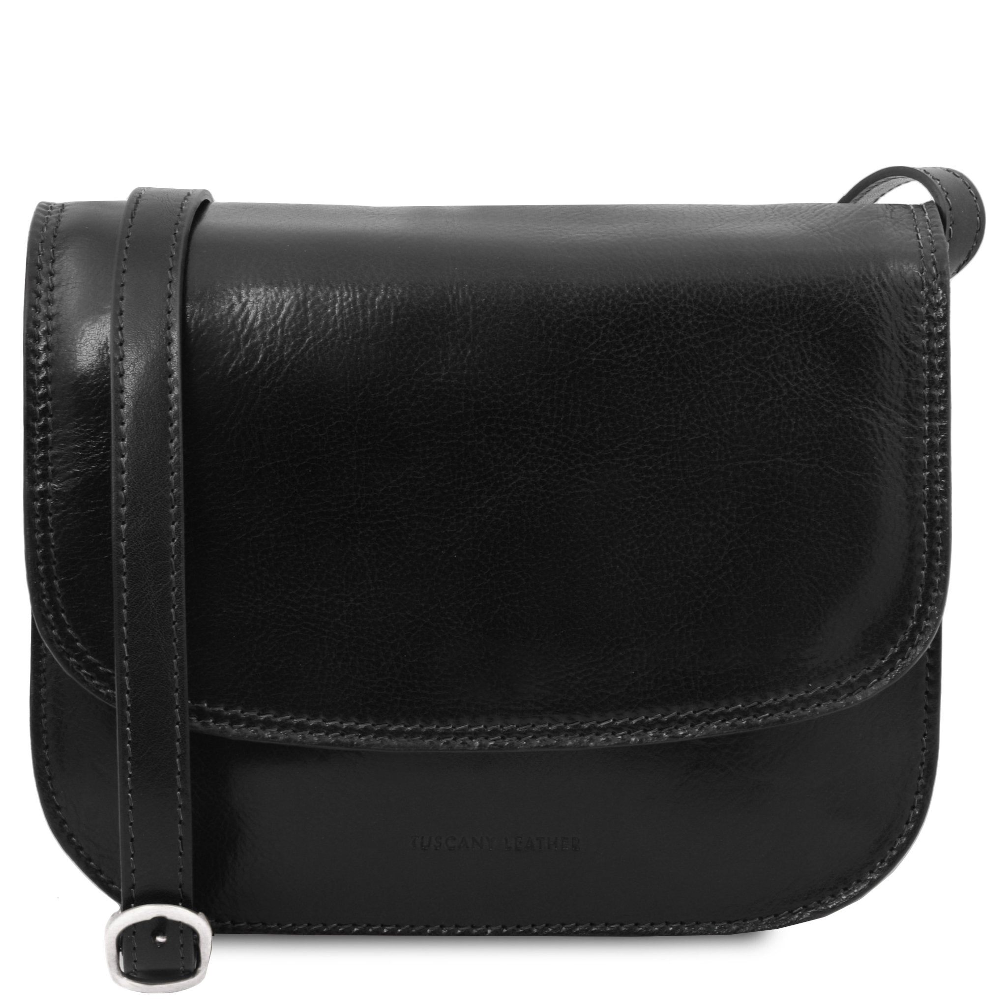 Front view of TL Classic Greta Lady Leather Bag in black on a white background - L'Atelier Global