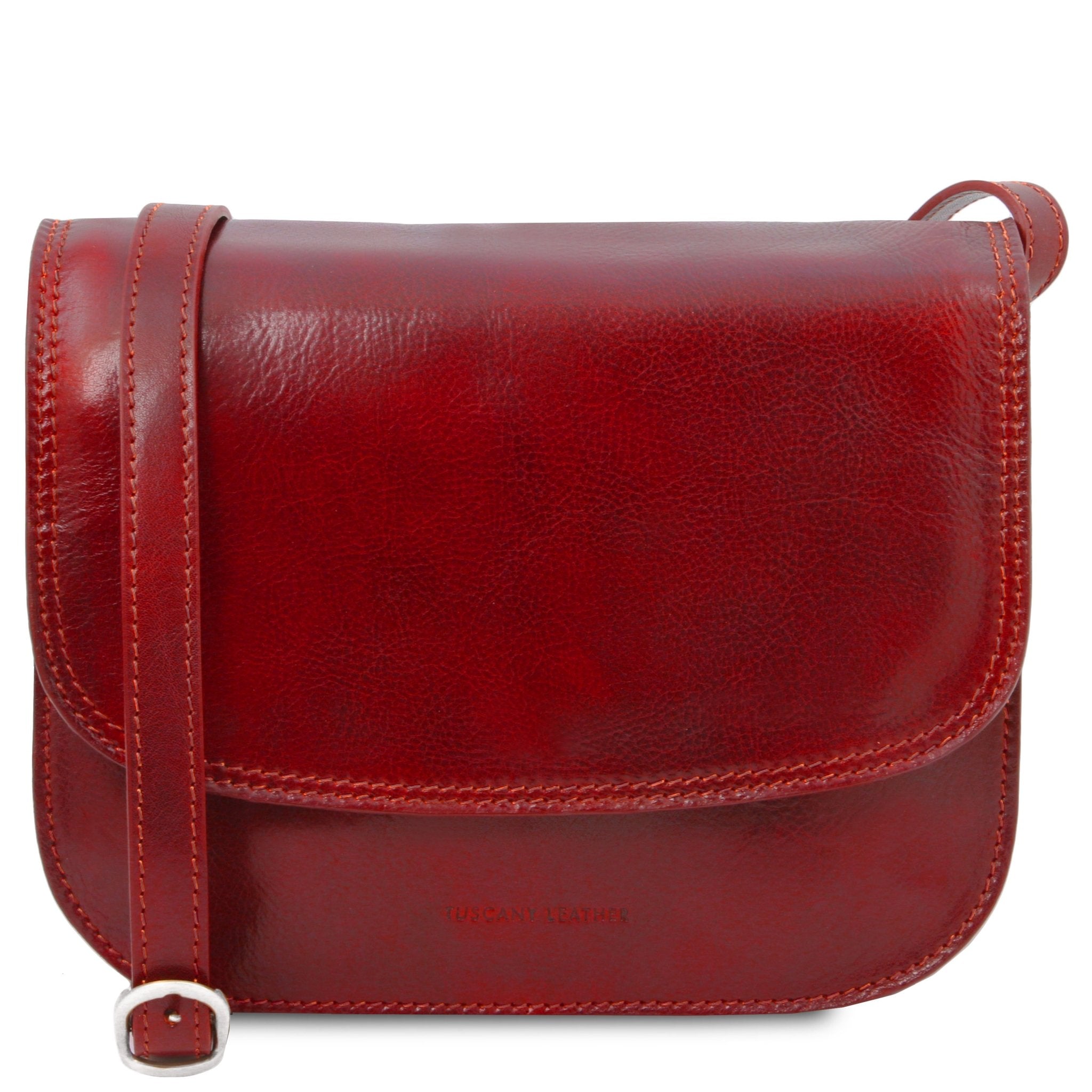 Front view of TL Classic Greta Lady Leather Bag in red on a white background - L'Atelier Global