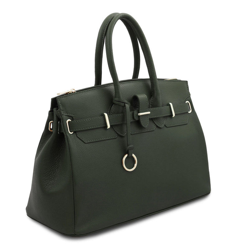 TL Italian Leather Handbag with Golden Hardware - L'Atelier Global