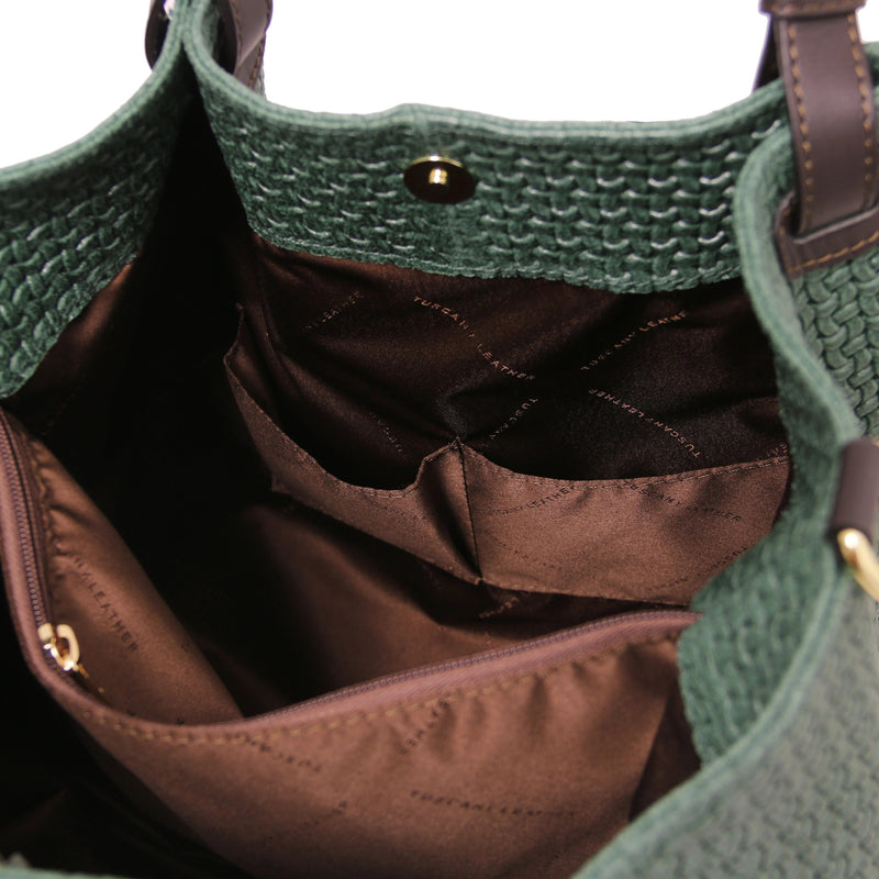 TL Keyluck Woven Printed Italian Leather Shopping Bag - L'Atelier Global