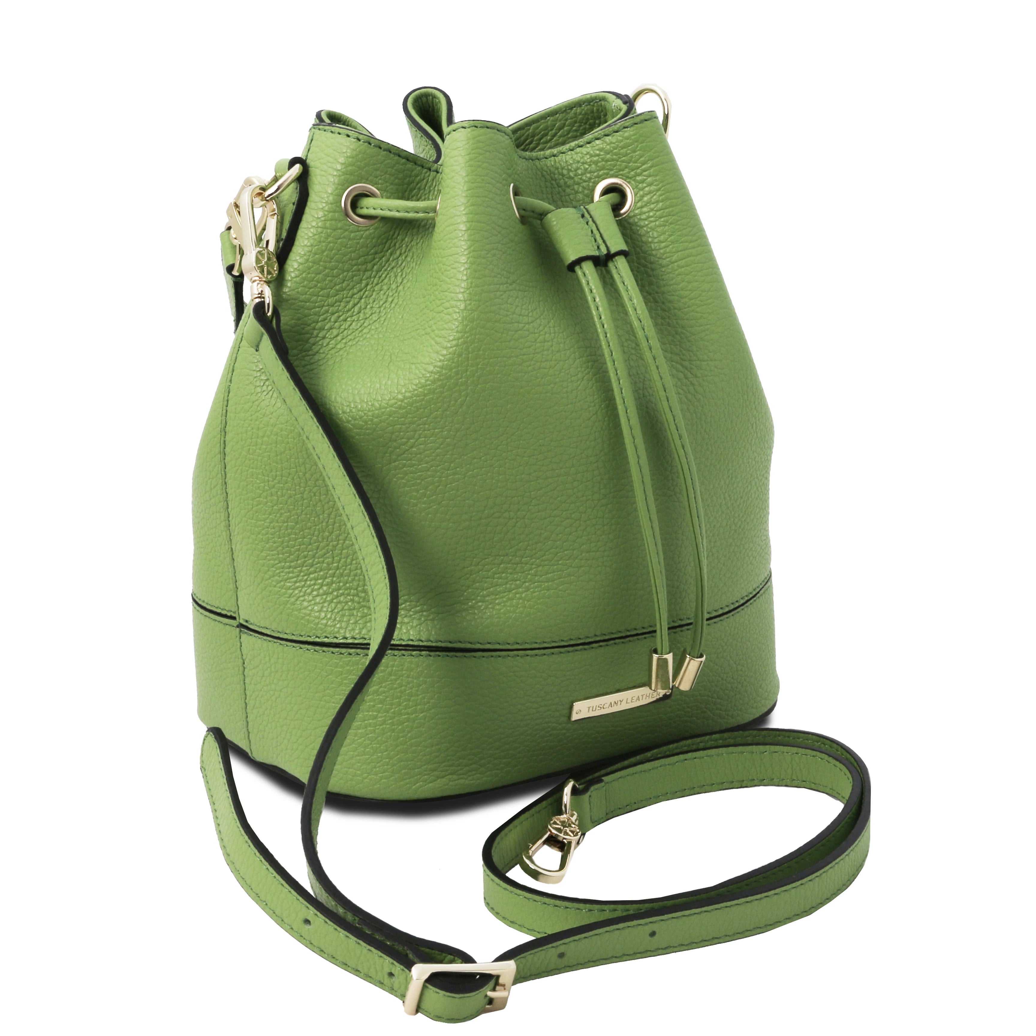 TL Leather Bucket Green Bag Side- L'Atelier Global