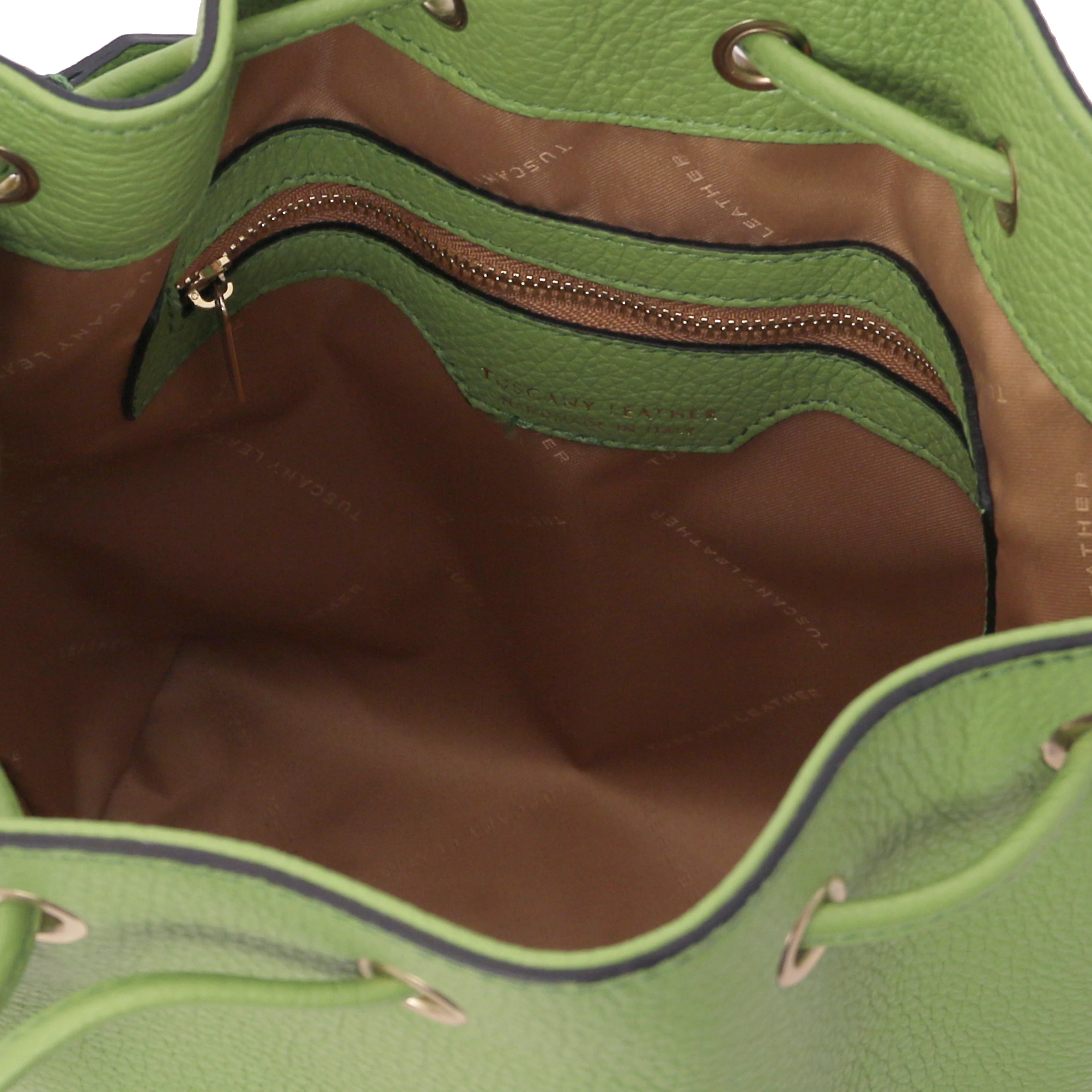 TL Leather Bucket Green Bag Interior- L'Atelier Global