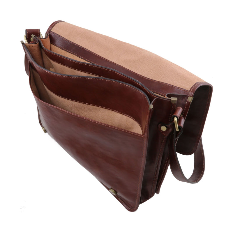 TL Messenger Two Compartment Leather Shoulder Bag - Large - L'Atelier Global