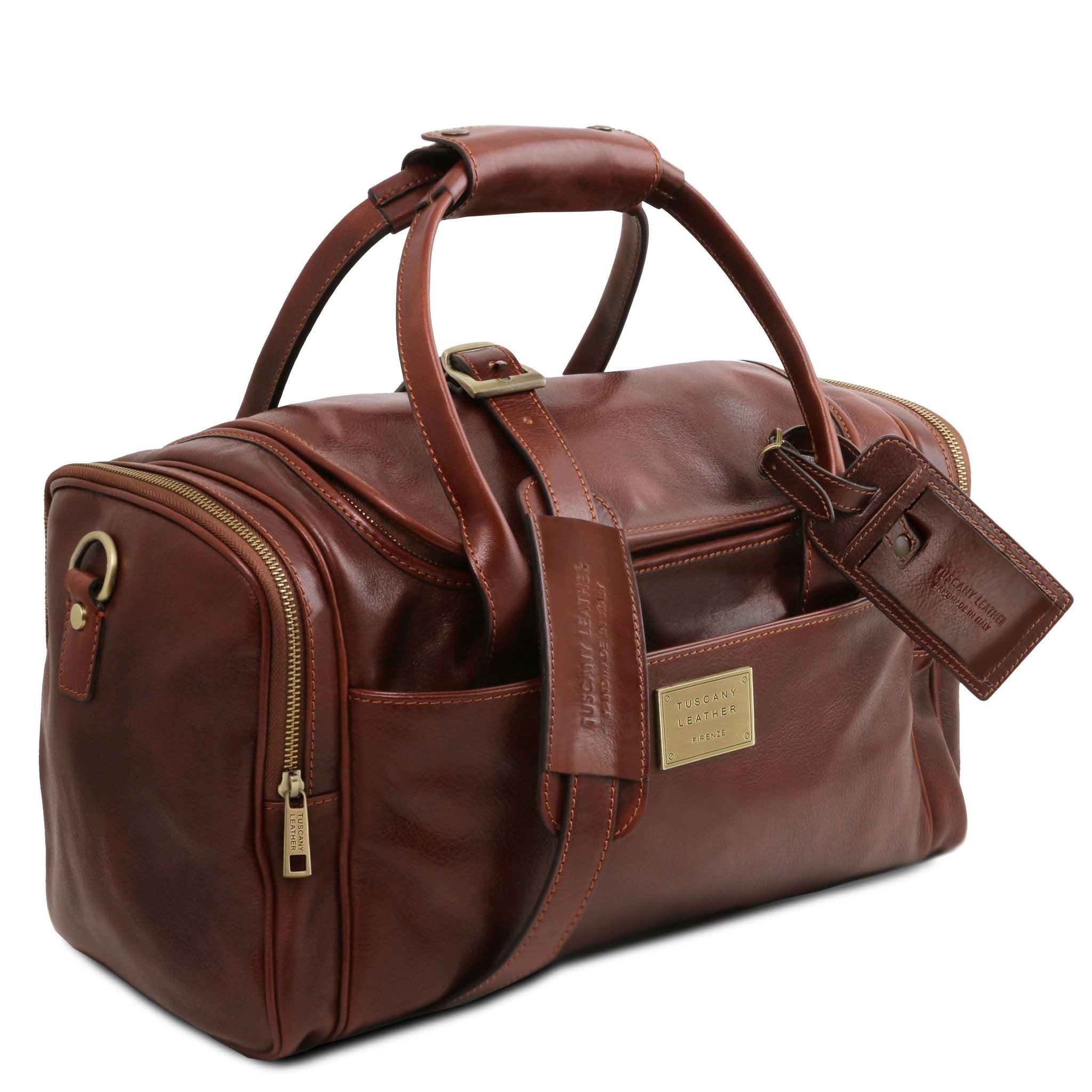 TL Voyager Travel Leather Bag with Side Pockets - L'Atelier Global