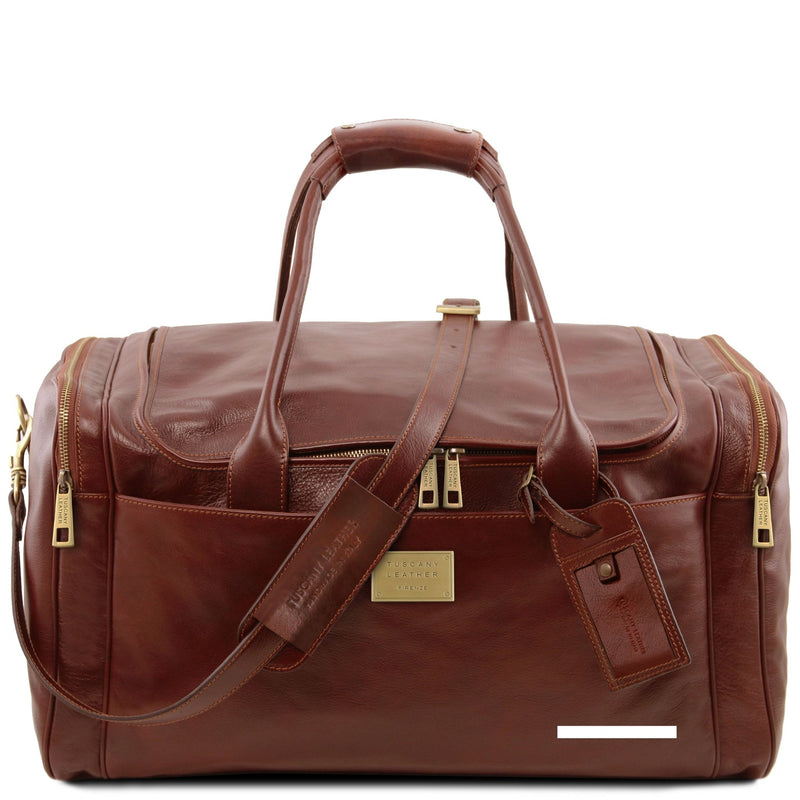 TL Voyager Travel Leather Bag with Side Pockets - L'Atelier Global