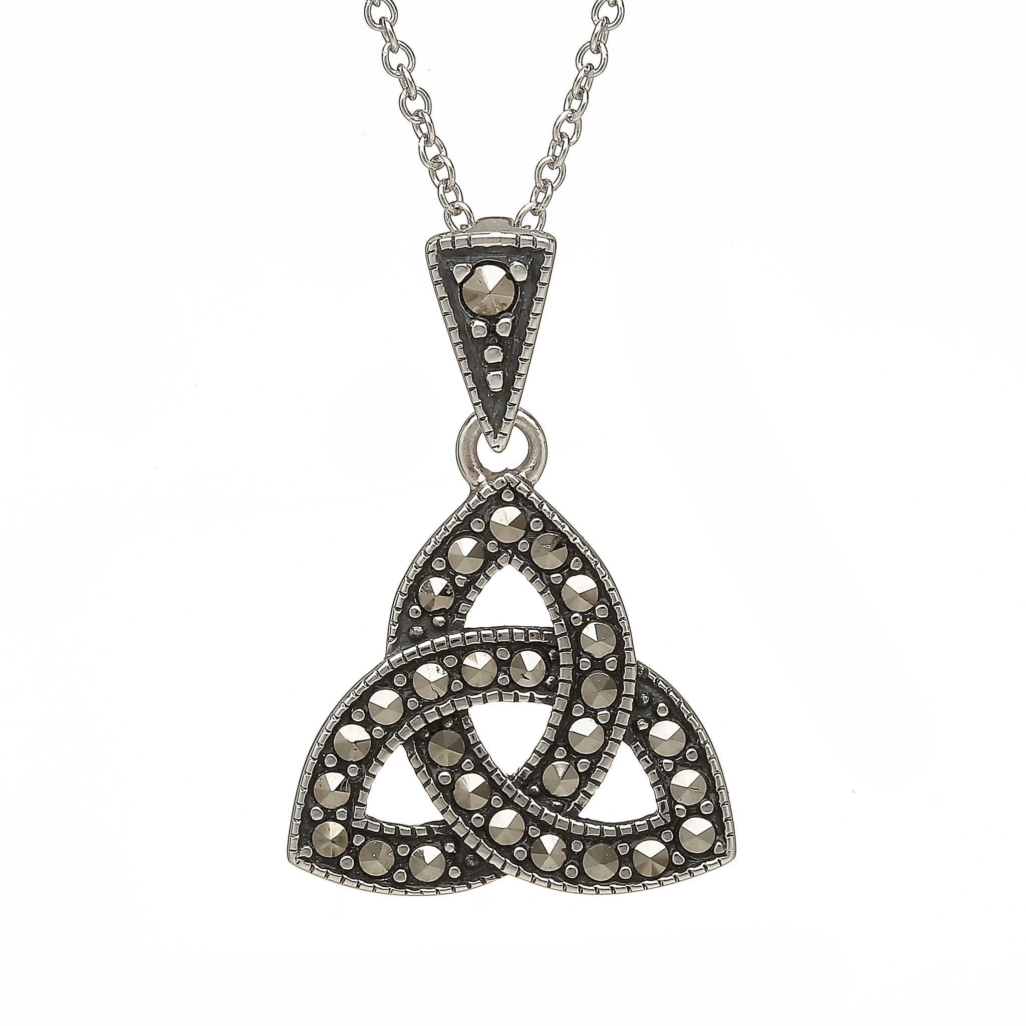 Irish Trinity Knot Marcasite Pendant on a white background - L'Atelier Global