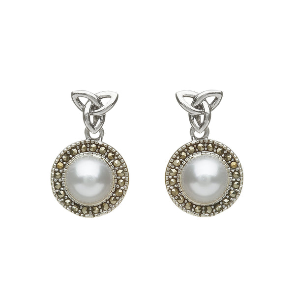 Trinity Pearl Marcasite Earrings - L'Atelier Global