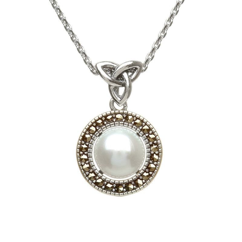 Trinity Pearl Marcasite Necklace - L'Atelier Global