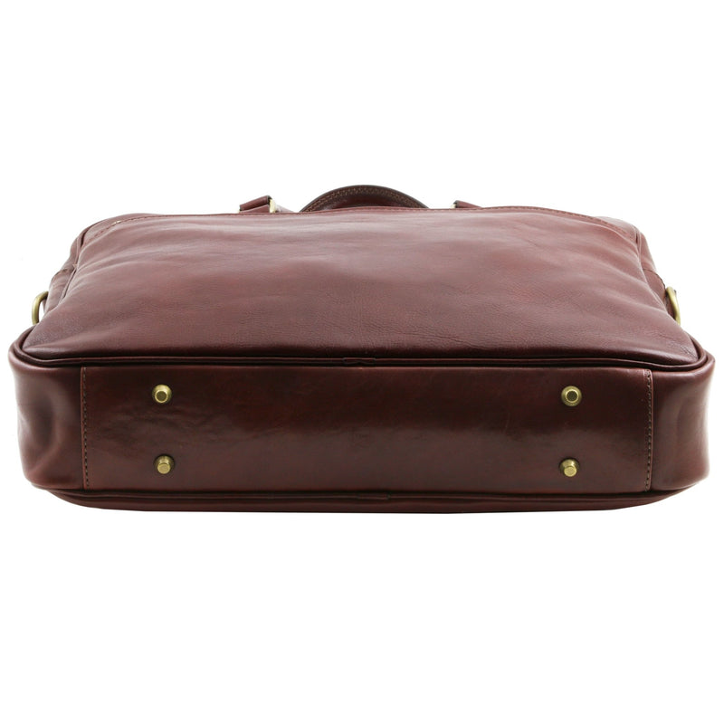 Urbino Leather Laptop Briefcase with Front Pocket - L'Atelier Global