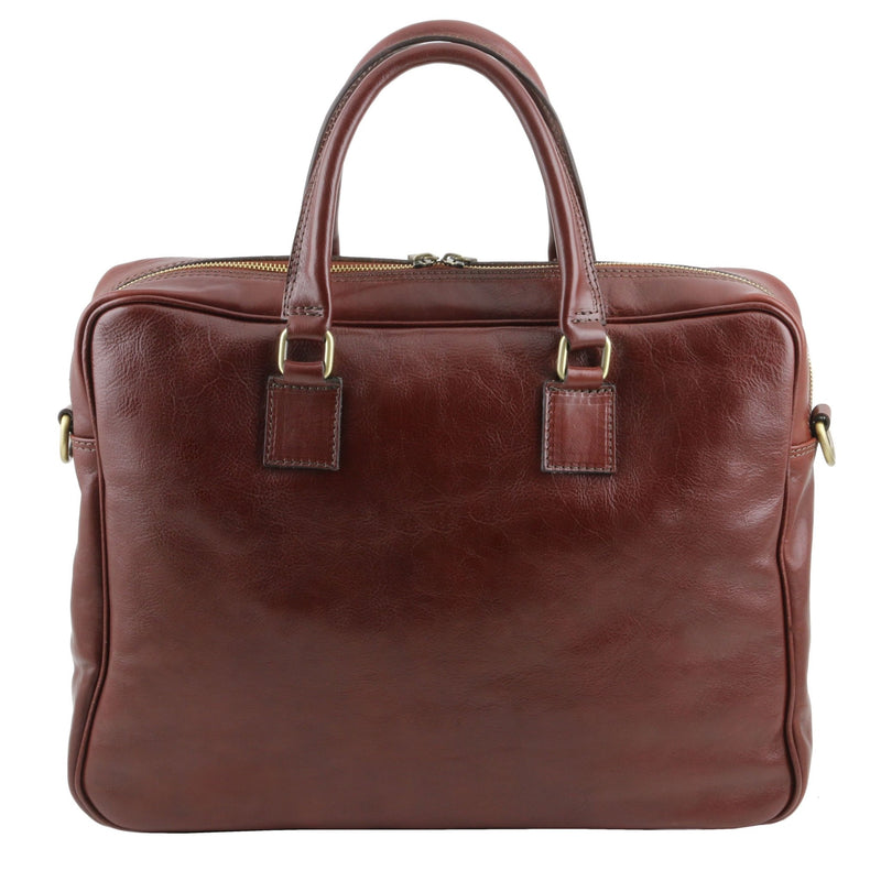 Urbino Leather Laptop Briefcase with Front Pocket - L'Atelier Global