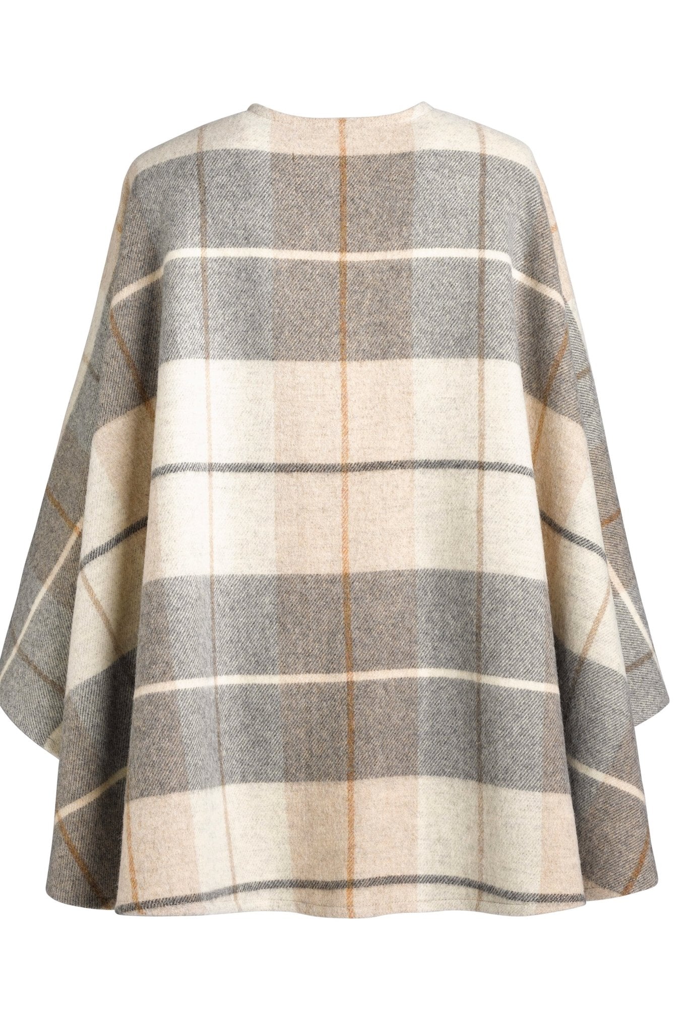 Winter Cozy Tartan Ruana Wrap, backt view on a white background- L'Atelier Global